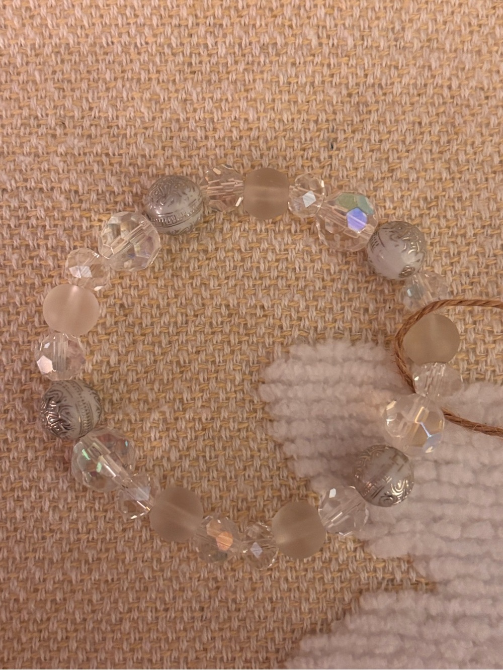 Elegant Clear and Frosted Beaded Stretch Bracelet